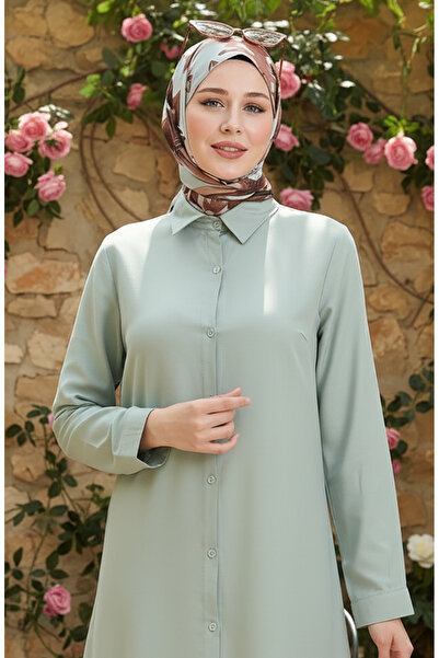 sefamerve Buttoned Viscose Tunic 6116-09 Green