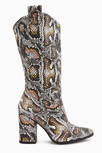 Limoya Κοντές γυναικείες μπότες με ασύμμετρο κομμένο τακούνι Keri Snake