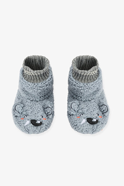 Penti Gray Cute Elephant Embroidered House Slippers