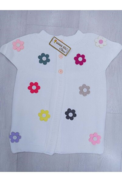 BAŞAK ÇOCUK GİYİM 2093 Girls Half Sleeve Knit Vest 5/8 Years Old - White - 7-...