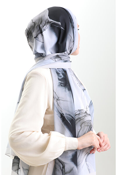 sefamerve Hanzade french silk shawl 70328-02 black light mink