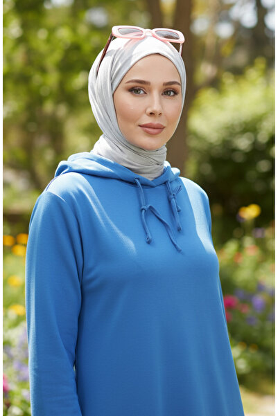 sefamerve Αθλητικό φόρεμα με κουκούλα δύο κλωστών 0190-22 Σκούρο Μπλε