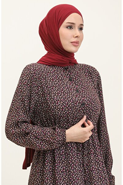 sefamerve Φόρεμα με μισά κουμπιά με στάμπα δαμάσκηνου - 0368-04