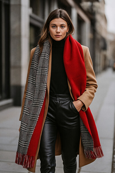 Luminos Butik Πρωτοχρονιάτικο δώρο Winter Trend Κόκκινο καρό μοτίβο κασκόλ - Σχεδιασμένο για κομψότητα Sal1212