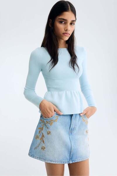 H&M Knitted peplum top