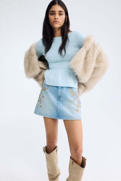 H&M Knitted peplum top