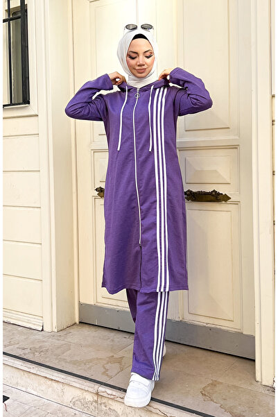 sefamerve Hooded Tracksuit Suit 3077-08 Dark Lilac