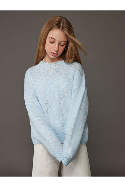 LC Waikiki Vizyon Yeni Sezon Bisiklet Yaka Kız Çocuk Triko Kazak