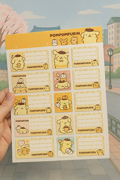 cakaybu Sanrio POMPOMPURIN - Etichetă pentru caiet