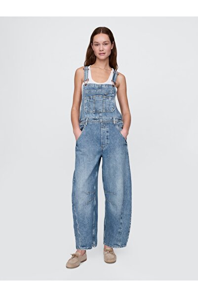 GAP Kadın Mavi Horseshoe Denim Tulum