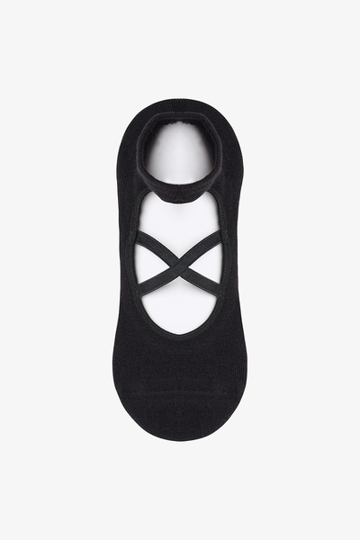 Penti Black Non-Slip Sole Cross Banded Towel Sole Ballerina Socks