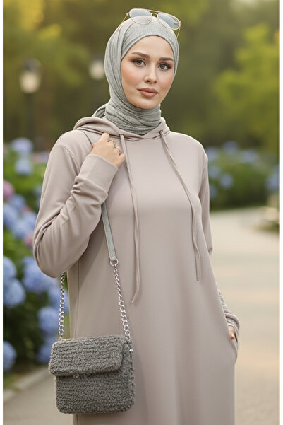 sefamerve Sportovní šaty s kapucí se dvěma nitěmi - 0190-13 Stone