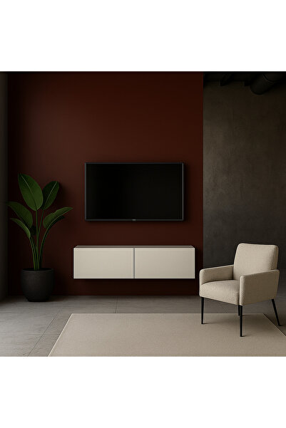 MAC DİZAYN FAsalis 140 cm Beyaz Parlak TV Ünitesi Modern Minimal Tasarım