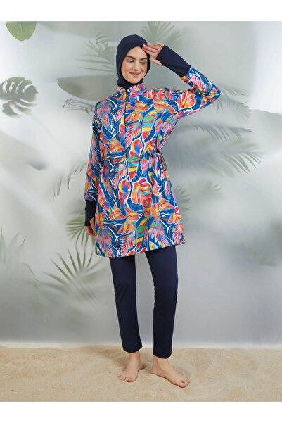 Mayo Bella Renkli Yaprak Tam Kapalı Mayo - Çok Renkli - Mayo Bella