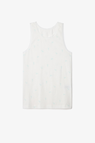 Penti Optical White Girl's Pollen 2-Piece Crispy Floral Patterned Cotton Undershirt