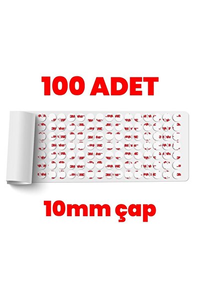 3M Vhb Çok Güçlü Çift Taraflı 100 Adet Çap10mm Et:1mm