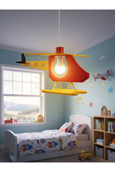 K2 KDF001H Helikopter Çocuk Odası Sarkıt Avizesi (AMPUL HEDİYELİ)