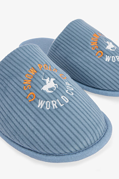 Penti Açık Mavi Erkek Snow Polo Hayvan Figürlü Nakışlı Ev Terliği