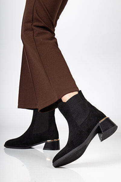 FEMME Kadın Yuvarlak Burun Çift Lastikli Günlük Bot Ezrea Siyah Süet