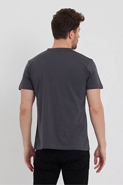 COMBİNE MİCHAİL Ανδρικό μπλουζάκι με λαιμόκοψη Slim Basic Smoked