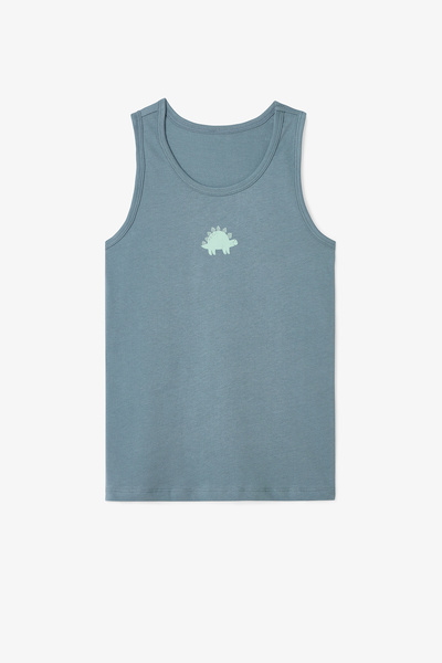 Penti Boy's Contour Dinosaur Patterned Cotton 2-Piece Undershirt