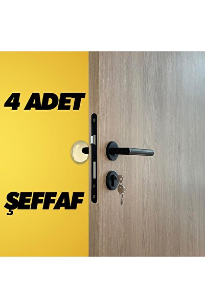 Genel Markalar Yapışkanlı Kapı Stoperi Şeffaf 4 Adet Kapı Kolu Çarpma Engelleyici