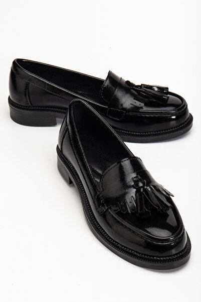 FEMME Kadın Loafer Günlük Ayakkabı Vipa Siyah Rugan