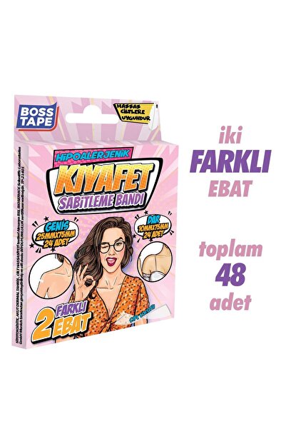 Boss Tape 48'li Kıyafet Sabitleme Dekolte Kapama Bandı Kaydırmaz Çift Taraflı...