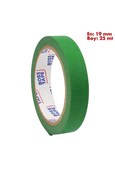 Boss Tape Koyu Yeşil Maskeleme Bandı Kağıt Bant En:19mm Boy:25mt