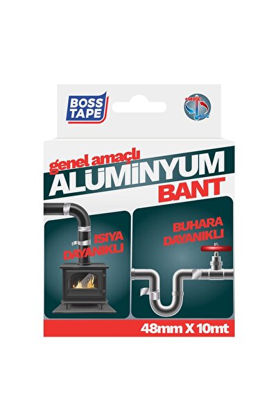 Boss Tape Alüminyum Yanmaz Folyo Bant Tamir Soba Boru Bandı En:48mm Boy:10mt