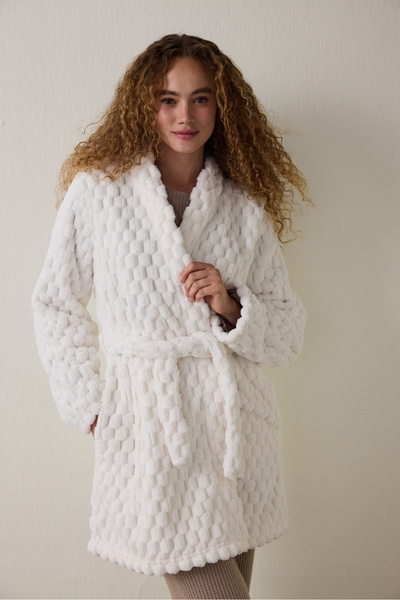 Penti Off-White Dreamy Fluffy Belted Dressing Gown