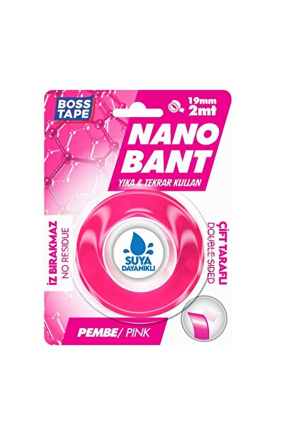 Boss Tape Nano Bant Pembe Çift Taraflı En:19mm Boy: 2mt