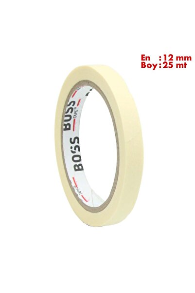 Boss Tape Beyaz Renkli Maskeleme Boya Bandı Kağıt Bant En:12 mm Boy:25 mt