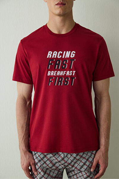 Penti Racing Herren-Pyjama-Set aus Baumwolle mit Slogan