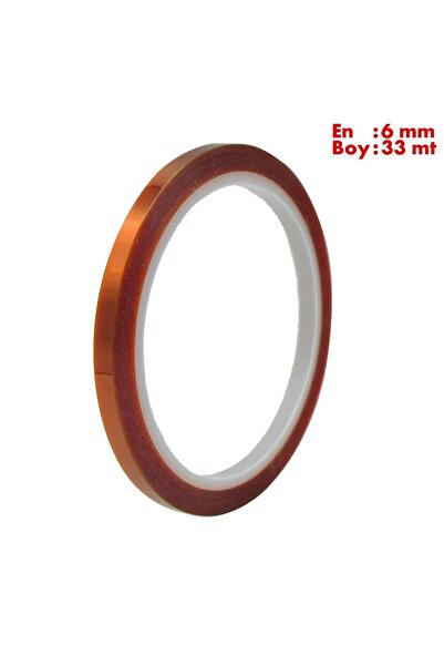 Boss Tape Yanmaz Kapton Bandı, 260 Dereceye Dayanıklı Termal Bant En:6mm Boy:33mt