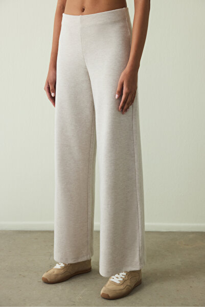 Penti Beige Melange Warm High Waist Wide Leg Trousers