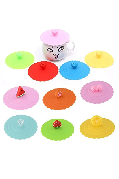 NaviRa Home 3 Pieces Silicone Colorful Fruit Plant Animal Figured Mug Cover Cup Lid