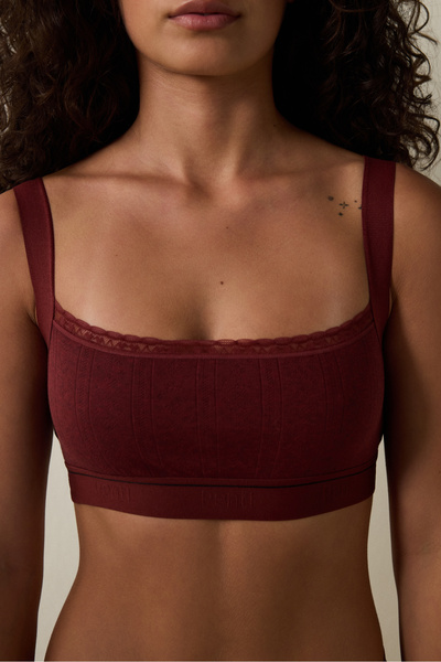 Penti Burgundy Melange Adjustable Strap Crop Top