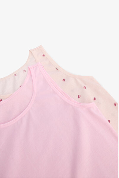 Penti Girl's Two Heart Heart Patterned Cotton Thick Strap 2-Piece Undershirt