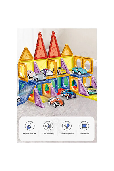 SOLTOY Set 48 piese magnetice de construit cu 20 de masinute, educational si creativ pentru copii, SOLTOY®