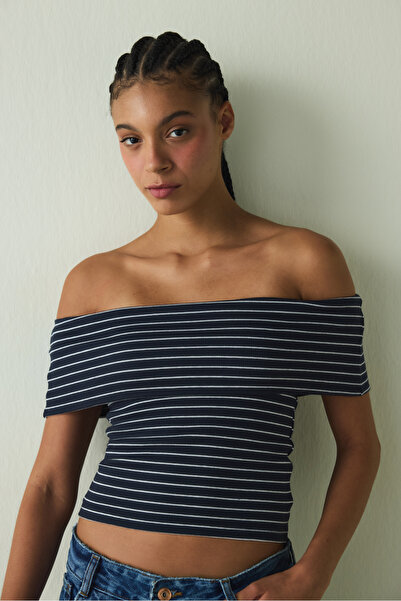 Penti Cupsecret Self-Padded Striped Foldable Madonna Collar Sleeveless Slim Fit Top