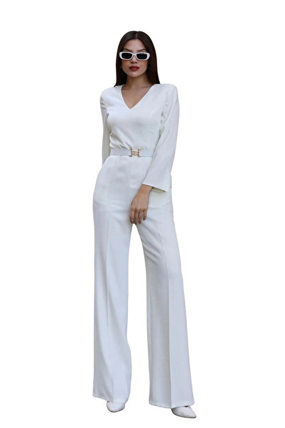 lodmela Nursel Ergin Special Design Jumpsuit 6050-White