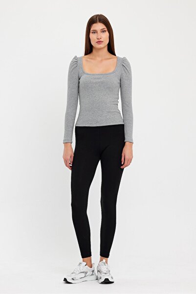 ESPİNA Women's Square Collar Long Sleeve Blouse