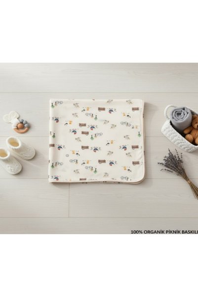 Kidsella 100% Organic Picnic Printed Double Layer Combed Newborn and Multi-Purpose Baby Blanket