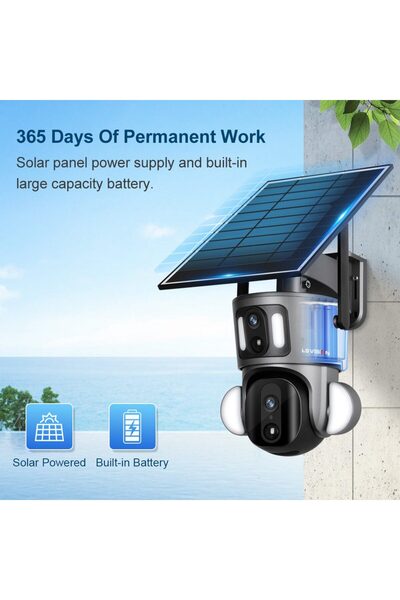 H Solar-powered surveillance camera with two 4K lenses and 20X zoom capability