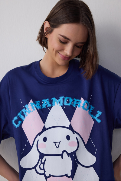 Penti Lacivert Cinnamoroll Kısa Kollu Pamuklu Gecelik