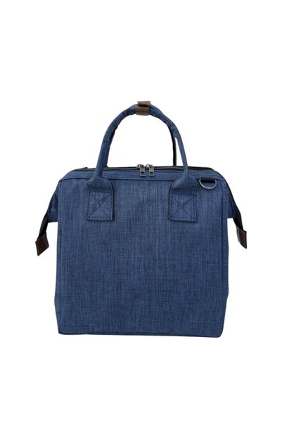bb beautiful bag Heat Insulated Waterproof Thermal Bag Meal Carry Bag Navy Blue Linen