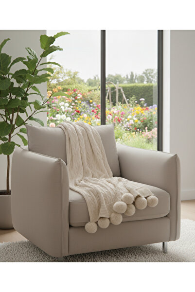 EUROPA HOME Ponponlu diz üstü battaniyesi, şal