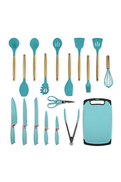 OEM 19-piece kitchen utensil set with chopper and storage stand included GREEN-TURQUOISE
