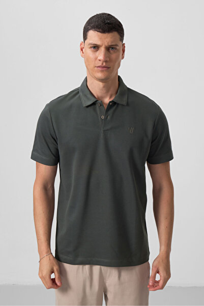 TOMMY LIFE Light Green Standard Fit Basic Polo Neck Men's T-Shirt - 87768